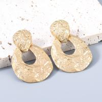 Zinc Alloy Drop Earrings plated fashion jewelry & for woman & hammered golden Sold By Pair