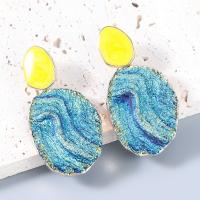 alliage de zinc Boucle d'oreille goutte, avec résine, bijoux de mode & pour femme, bleu, Vendu par paire