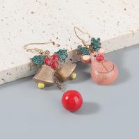 Christmas Earrings Zinc Alloy with Resin fashion jewelry & for woman Sold By Pair