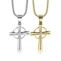 Titanstahl Halskette, Kreuz, plattiert, Kastenkette & verschiedene Stile für Wahl & für den Menschen, keine, 31x59mm, Länge:ca. 600 Millimeter, verkauft von PC