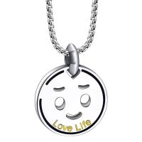 Titanium Steel Necklace, Smiling Face, plated, box chain & different styles for choice & for man, more colors for choice, 3x23mm, Length:Approx 23.62 Inch, Sold By PC