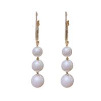 Zinc Alloy Drop Earrings with Rhinestone & Plastic Pearl 925 thailand sterling silver post pin gold color plated for woman white nickel lead & cadmium free Sold By Pair