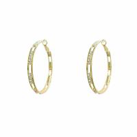 Tibetan Style Hoop Earring, with Rhinestone, 925 thailand sterling silver hoop earring, Geometrical Pattern, plated, for woman, more colors for choice, nickel, lead & cadmium free, 5x43mm, Sold By Pair