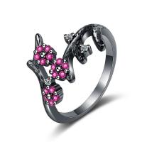 Messing Manchet Finger Ring, Plum Blossom, Verstelbare & micro pave zirconia & voor vrouw, gemengde kleuren, 16x14mm, Verkocht door PC