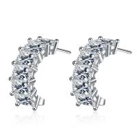 Cubic Zirconia Micro Pave Brass Earring, micro pave cubic zirconia & for woman, silver color, 20mm, Sold By Pair