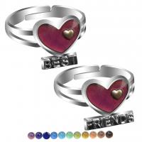 Mood Finger Ring Zinc Alloy Heart plated Mood Enamel & for woman mixed colors 17mm Sold By PC