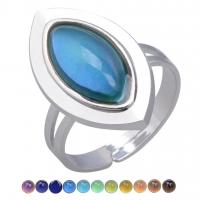 Enamel Mood Finger Ring, liga de zinco, with acrilico, platinado, para mulher & esmalte sensor, cores misturadas, 23x13mm, vendido por PC