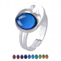 Enamel Mood Finger Ring, liga de zinco, with acrilico, platinado, para mulher & esmalte sensor, cores misturadas, 15mm, vendido por PC