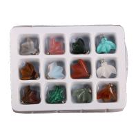 Gemstone Pendants Jewelry, Natural Stone, Mermaid tail, polished, carved, mixed colors, 18mm,22mm, 12PCs/Box, Sold By Box
