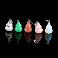 Gemstone Pendants Jewelry, Natural Stone, Calabash, polished, carved, mixed colors, 25x13mm, 12PCs/Box, Sold By Box