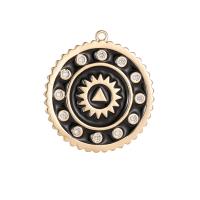 Cubic Zirconia Micro Pave Brass Pendant, Flat Round, gold color plated, different styles for choice & micro pave cubic zirconia & enamel, 23x25mm, Sold By PC