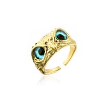 Cubic Zircon Brass Finger Ring with Cubic Zirconia Owl 18K gold plated Adjustable 18mm Sold By PC
