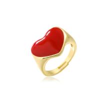Brass Finger Ring, Heart, 18K gold plated, Adjustable & enamel, more colors for choice, 18mm, Sold By PC
