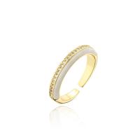 Brass Cuff Finger Ring, 18K gold plated, Adjustable & micro pave cubic zirconia & enamel, more colors for choice, 18mm, Sold By PC