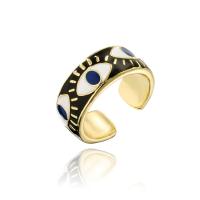 Brass Cuff Finger Ring, 18K gold plated, Adjustable & with eye pattern & enamel, more colors for choice, 18x9mm, Sold By PC