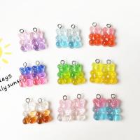 Resin Pendant, Bear, candy style & enamel, more colors for choice, 17x11mm, 100PCs/Bag, Sold By Bag