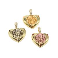 Cubic Zirconia Micro Pave Brass Pendant, Heart, micro pave cubic zirconia, more colors for choice, 21x22x5mm, Sold By PC