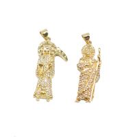Cubic Zirconia Micro Pave Brass Pendant, micro pave cubic zirconia, golden, 39x17x5mm, Sold By PC