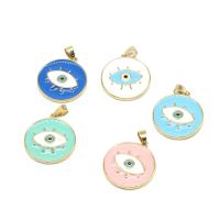Brass Jewelry Pendants, Round, evil eye pattern & enamel, more colors for choice, 27x25x3mm, Sold By PC