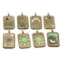 Brass Jewelry Pendants Rectangle enamel mixed colors Sold By PC