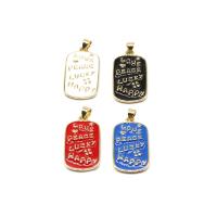Brass Jewelry Pendants, Square, enamel, more colors for choice, 30x16x3mm, Sold By PC