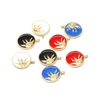 Brass Jewelry Pendants, Round, enamel, more colors for choice, 24x19x3mm, Sold By PC