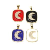 Cubic Zirconia Micro Pave Brass Pendant, Square, micro pave cubic zirconia & enamel, more colors for choice, 23x17x3mm, Sold By PC