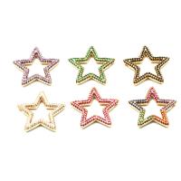 Cubic Zirconia Micro Pave Brass Pendant, Star, micro pave cubic zirconia, more colors for choice, 26x27x4mm, Sold By PC
