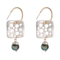 Boucles d'oreilles en alliage de zinc, Placage, pour femme & creux, couleurs mélangées, 57x23mm, Vendu par paire