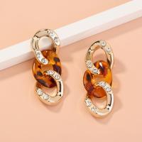 Zinc Alloy Drop Earrings with Resin plated for woman & with rhinestone mixed colors Sold By Pair