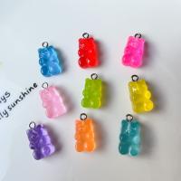 Resin Pendant, Bear, epoxy gel, candy style, more colors for choice, 12x6mm, 100PCs/Bag, Sold By Bag