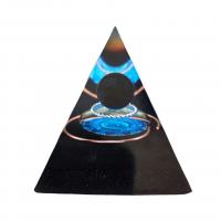 Resin Pyramid Decoration, with Obsidian & Tiger Tail Wire, epoxy gel, other effects, 60x60mm, Sold By PC