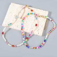 Plastic Pearl Necklace, Tibetan Style, with ABS Plastic Pearl & Resin, with 3.14 extender chain, Smiling Face, fashion jewelry & for woman, multi-colored, Sold Per 15.94 Inch Strand