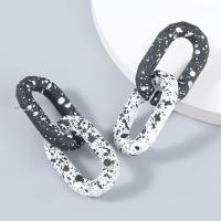 Resin Earring with Zinc Alloy fashion jewelry & for woman white and black Sold By Pair