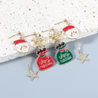 jul örhängen, Zink Alloy, med akrylstrass, Jul Design & mode smycken & för kvinna & emalj, fler färger för val, Säljs av Par