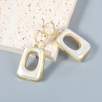 Zinc Alloy Drop Earrings with ABS Plastic Pearl plated fashion jewelry & for woman white Sold By Pair