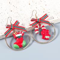 Christmas Earrings, Tibetan Style, with Cloth & Resin, plated, Christmas Design & fashion jewelry & for woman, Sold By Pair