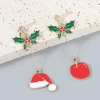 Božićni Naušnice, Cink Alloy, pozlaćen, Božićni dizajn & modni nakit & za žene & emajl, Prodano By par