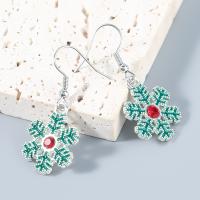 Christmas Earrings, Tibetan Style, with Acrylic, Snowflake, Christmas Design & fashion jewelry & for woman & enamel, Sold By Pair