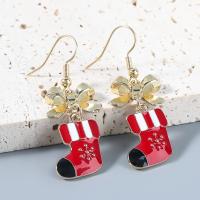 Christmas Earrings, Tibetan Style, Christmas Design & fashion jewelry & for woman & enamel, Sold By Pair