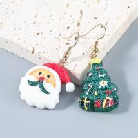 Pendientes de Navidad, aleación de zinc, con resina, Diseño de Navidad & Joyería & para mujer, Vendido por Par