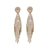 Fashion Fringe Earrings, Tibetan Style, with Rhinestone, 925 thailand sterling silver post pin, plated, for woman, more colors for choice, 20x95mm, Sold By Pair