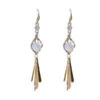 Cats Eye Earring Zinc Alloy with Cats Eye & Rhinestone brass earring hook gold color plated for woman Sold By Pair