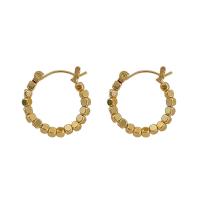 Tibetan Style Hoop Earring, Round, gold color plated, for woman, golden, 15mm, Sold By Pair