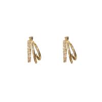 Zinc Alloy Stud Earring with Rhinestone & Brass 925 thailand sterling silver post pin gold color plated for woman golden Sold By Pair