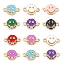 Tibetan Style Connector, Smiling Face, DIY & enamel, more colors for choice, 17.50x11.50mm, 10PCs/Bag, Sold By Bag