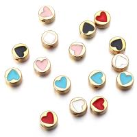 Cink Alloy Heart perle, Srce, možete DIY & emajl, više boja za izbor, 8x4x1mm, 10računala/Torba, Prodano By Torba