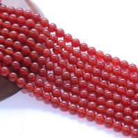 Prirodni Red ahat perle, Red Agate, Krug, uglađen, možete DIY, crven, Prodano By Strand