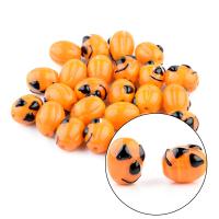 New Hot Halloween Jewelry and Decor, Lampwork, Pumpkin, printing, DIY & Halloween Jewelry Gift, orange, 13x16mm, Hole:Approx 1.5mm, 10PCs/Bag, Sold By Bag