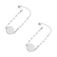 Stainless Steel Bracelet Setting, Round, plated, for woman, silver color, Length:15 Inch, 5PCs/Bag, Sold By Bag